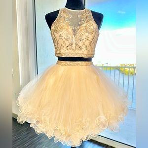 Two piece beaded and tulle dress